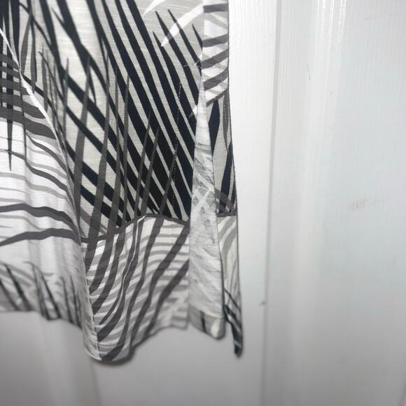 T by Talbots sleeveless midi cotton blend white gray palm fronds tropical size S - Picture 6 of 9